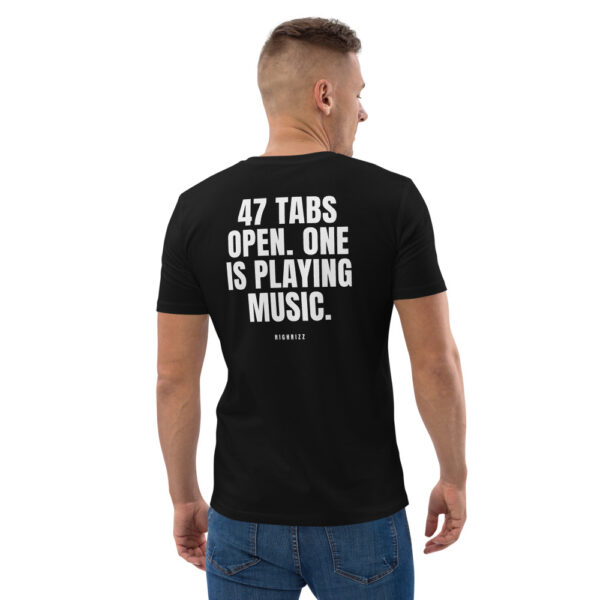 47 tabs open. One is playing music. Men's T-Shirt 47 tabs open. One is playing music. Men's T-Shirt in black