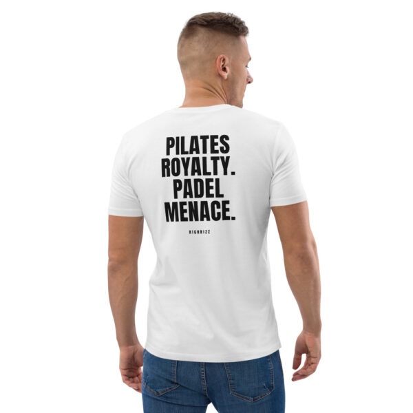 Pilates royalty. Padel menace. Men's T-Shirt in white