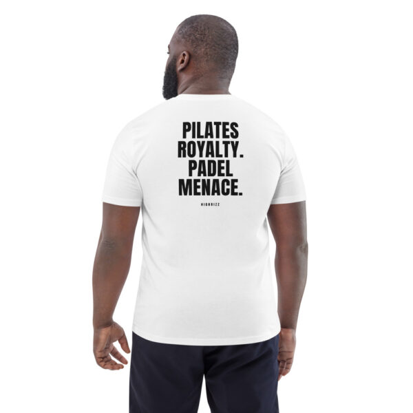 Pilates royalty. Padel menace. Men's T-Shirt in white
