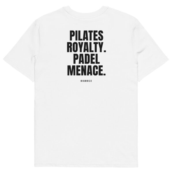 Pilates royalty. Padel menace. Men's T-Shirt in white