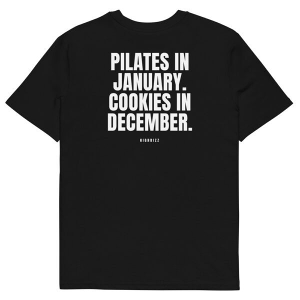 Pilates in January. Cookies in December. Men's T-Shirt in black